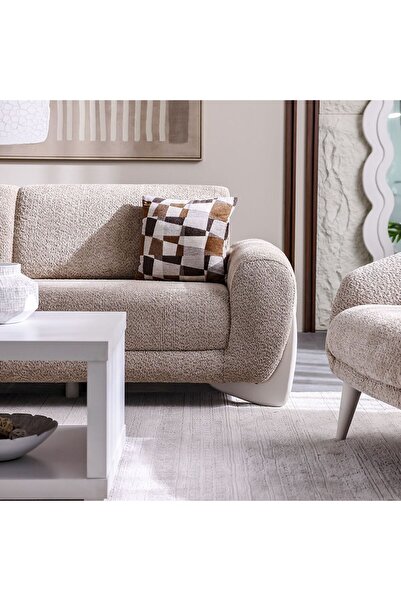 Danube Home Vesta 3 Seater Fabric Sofa - Light Grey, Stylish & Comfortable, Wood & Metal Frame, Turkey
