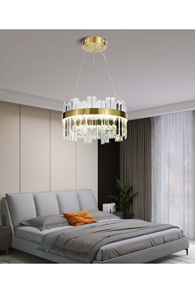 RFAN Candelabru LED, Model H98347/400, Textură Cristal, Metal, 64W, Auriu