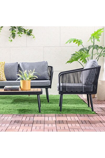 Danube Home Cloud 4-Seater Outdoor Sofa Set - Grey - Galvanized Steel with Cushions & 1-Year Warranty