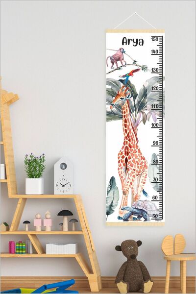 Piksel Grafik Μετρητής ύψους από καμβά με κρεμαστά ζώα της Amazon - Μετρητής ...