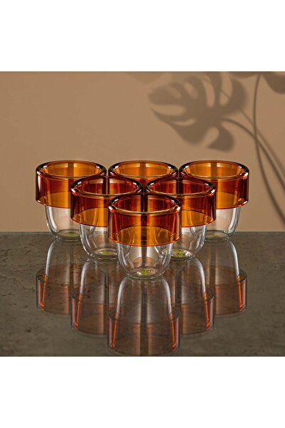 Radin Almarjan Tea Set Borosilicate Glass Amber & Clear 18 Pieces (GLS 0010140+GLS 0010143) – Elegant Se