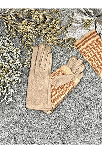 Intisimo Women's Gloves, Velvet, Luxury, Touchscreen, One-Size, Lining, Beige