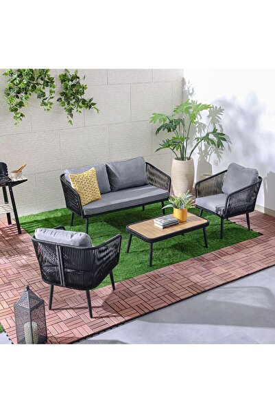 Danube Home Cloud 4-Seater Outdoor Sofa Set - Grey - Galvanized Steel with Cushions & 1-Year Warranty