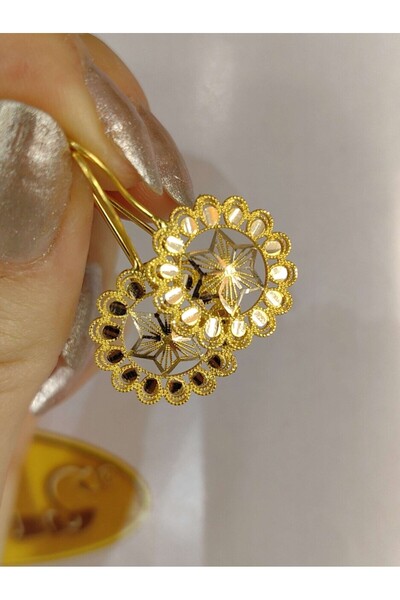 nasipkuyumcu 14 AYAR MENGEÇLİ ÖZEL TASARIM GÜL ALTIN ANNE KÜPESİ KUP01975