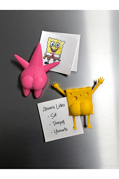 DECOROMA Sünger Bob ve Patrick 3D Buzdolabı Magnet Seti (2’li)