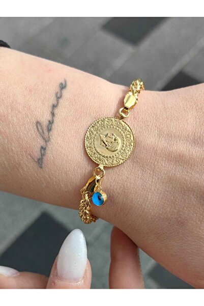 nasipkuyumcu 22&14 AYAR HALAT BURGU ZİNCİRLİ ÇEYREKLİ ALTIN BİLEKLİK KNY02442