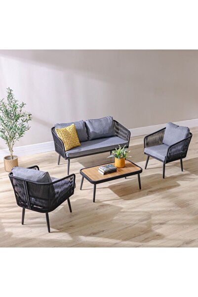 Danube Home Cloud 4-Seater Outdoor Sofa Set - Grey - Galvanized Steel with Cushions & 1-Year Warranty