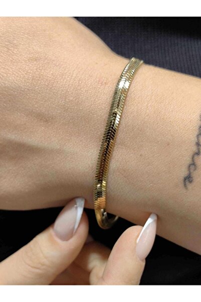 nasipkuyumcu İTALYAN BALIK SIRTI YILAN 14 AYAR ALTIN ZİNCİR BİLEKLİK KNY01531