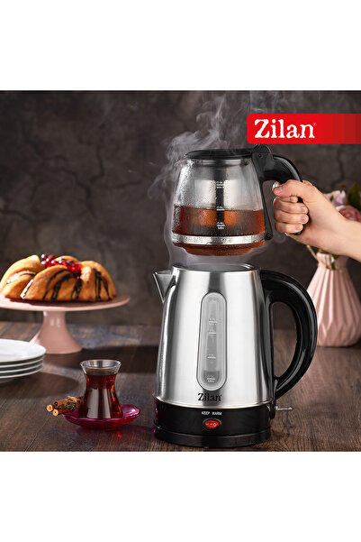 Zilan Set fierbător electric + fierbător FLORIA ZLN-3581, oțel inoxidabil/Black Power 2200W,