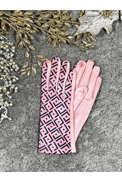 Intisimo Women's Gloves, Velvet, Luxury, Touchscreen, One-Size, Pink/Black