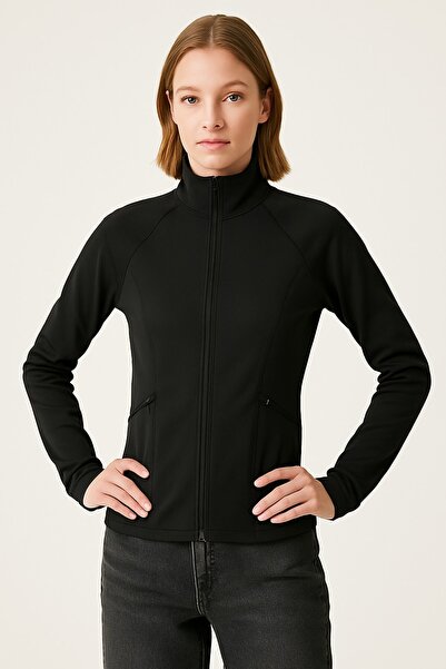 HAKKE Slim Fit Knitted Stand Collar Zippered Cardigan