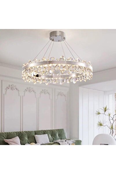 RFAN Candelabru LED, Model 5710/600, Textură Cristal, Metal, 150W, Argintiu