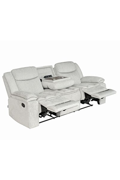 Danube Home Sawyer 3 Seater Fabric Recliner in Light Grey - Comfortable Wood Frame, 2-Year Warranty