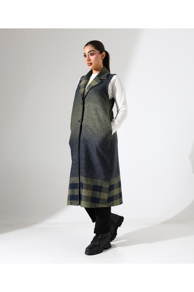 Fi'l Arz Fashion Button Closure Long Plus Size Vest