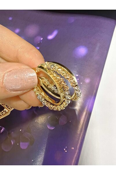 nasipkuyumcu 14 AYAR DORİKA TOPLU İKİZ HALKA ALTIN KÜPE KUP02166