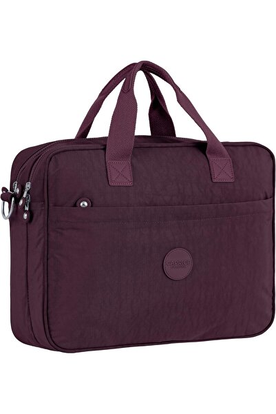 Caprice Collection Laptop Bag, 15.6" Padded Sleeve, Water-Resistant Nylon, Organizer Pockets BSD-KP026 (BURGUNDY)