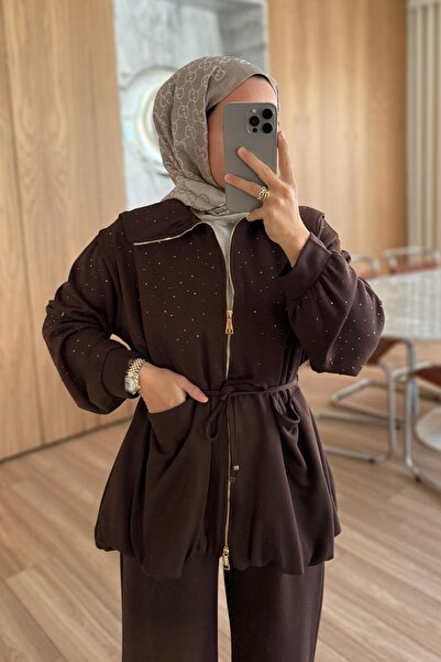 Ka Hijab Set modal în formă de balon - maro