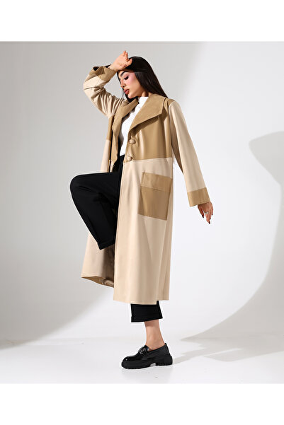 Fi'l Arz Fashion Women's Button Closure Long Plus Size Leather Jacket