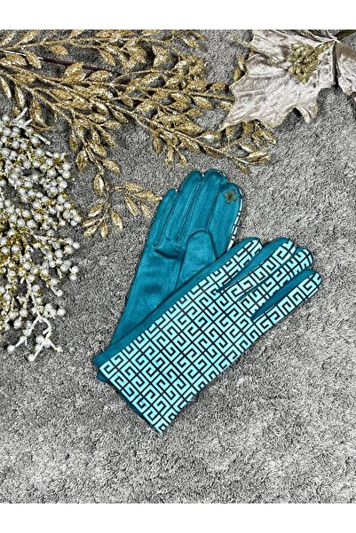 Intisimo Women's Gloves, Velvet, Luxury, Touchscreen, One-Size, Turquoise/Black