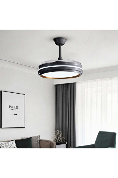 RFAN Candelabru cu ventilator, ESC-417YY BK, design modern, Negru