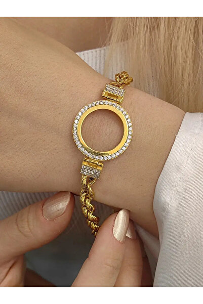 nasipkuyumcu 8 AYAR ÇEYREK İÇİN ÇERÇEVE ALTIN BİLEKLİK KNY00346