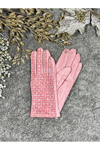 Intisimo Women's Gloves, Velvet, Luxury, Touchscreen, One-Size, Pink/Grey