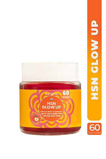 Vitamanner Hsn Glow up |   Chewable Dietary Supplement with Folic Acid, Biotin, and Selenium (60 Gummies)