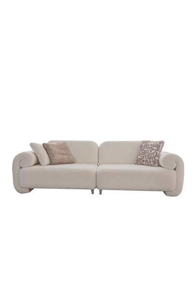 Danube Home Vivo 3 Seater Fabric Sofa - Beige, Stylish Wood Frame, Comfortabl...