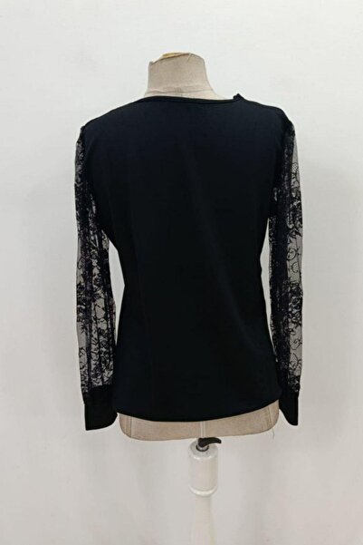 Mossta Μπλούζα με δύο κλωστές από βισκόζη με λαιμόκοψη σε σχήμα V - Μαύρο