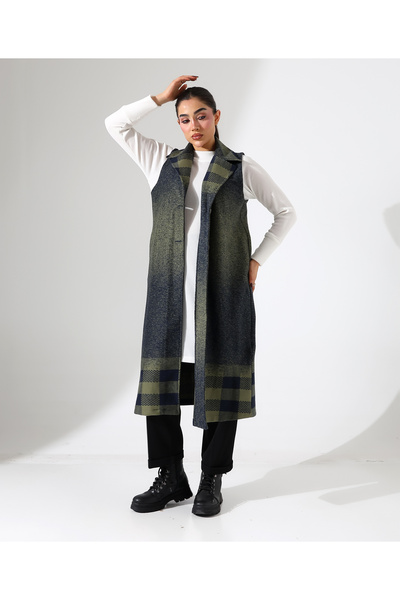 Fi'l Arz Fashion Button Closure Long Plus Size Vest