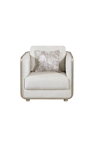 Danube Home Niferu 1-Seater Fabric Sofa - Beige/Brown, Solid Wood, 2-Year Warranty, Elegant & Comfortable