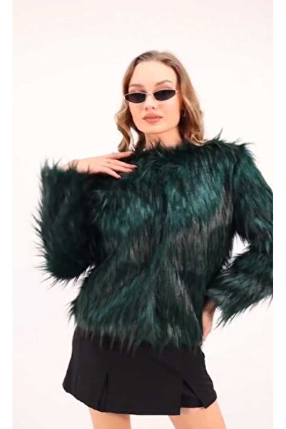 Kısmetin Butiği معطف فرو نسائي داكن من الموسم الجديد يشكل الفرق في الموسم الجديد