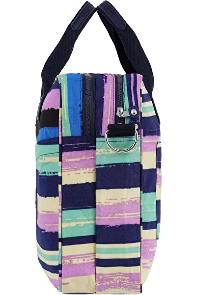 Caprice Collection Laptop Bag, 15.6" Padded Sleeve, Water-Resistant Nylon, Organizer Pockets KP026 (MULTI COLOR STRIPS)