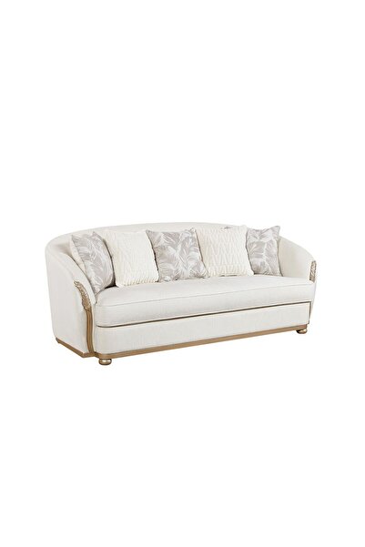Danube Home Grado 3-Seater Fabric Sofa - Beige/Brown, Solid Wood, 2-Year Warranty, Stylish & Comfortable