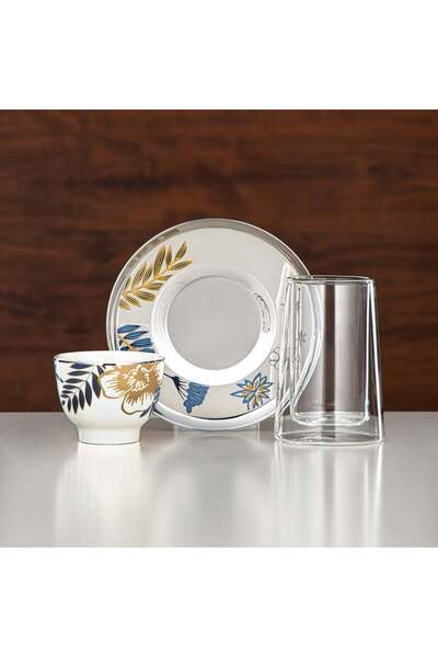 Radin طقم شاي المرجان، زجاج بوروسيليكات مزدوج الجدار، ستانلس ستيل، وبورسلين، 18 قطعة (18 قطعة - 121)