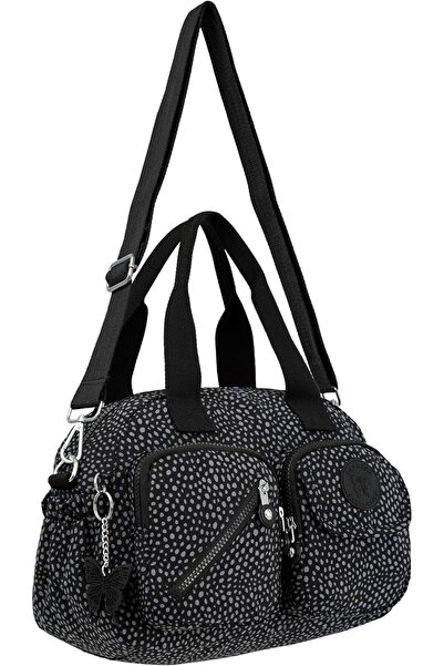 Caprice Collection Mini Satchel Crossbody, High-Grade Nylon, Zip-Top, Dual Front Pocket, Detachable KP034 CHARCOAL GREY