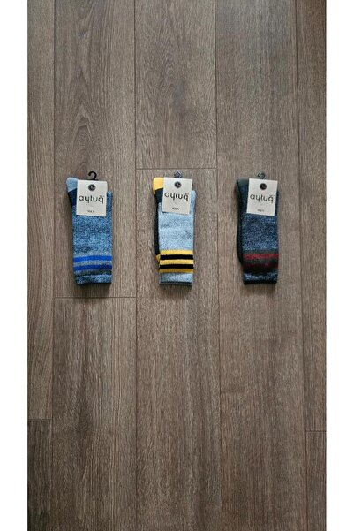 Aytuğ 3 Pairs Men's Towel Group (Gray) Combed Cotton Socks - 22466