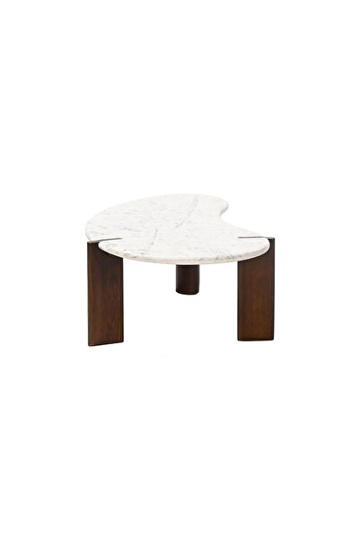 Danube Home طاولة قهوة كبيرة من الرخام من Wren - أبيض/جوزي، مصنوعة من الخشب الصلب، أثاث أنيق لغرفة المعيشة