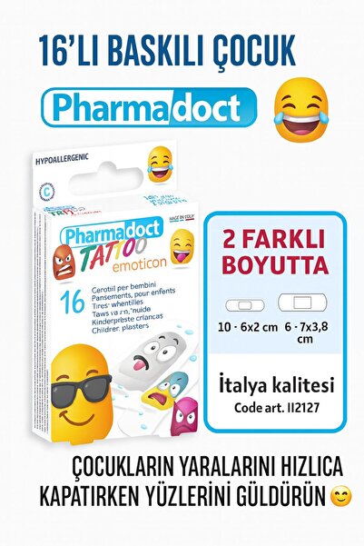TATTOO Emoji Bant Hipoallerjik 16 lı (10 Adet 6x2) (6 Adet 7,38)