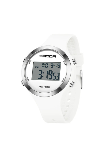 Sanda 2147 Children's Watch White-Silver – Luxury Design, Digital, Shock Resistant, 5ATM