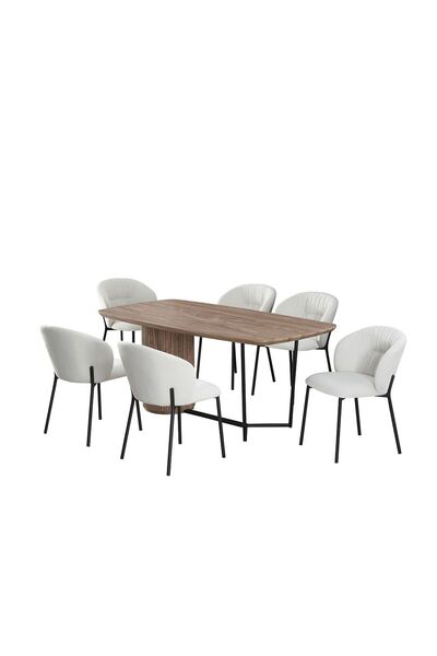 Danube Home Skrill 1+6 Seater Dining Set - Stylish Brown/Black Engineered Woo...