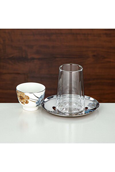 Radin Almarjan Tea Set Double-Walled Borosilicate Glass, Stainless Steel & Porcelain 18 Pieces (18 PCS-122