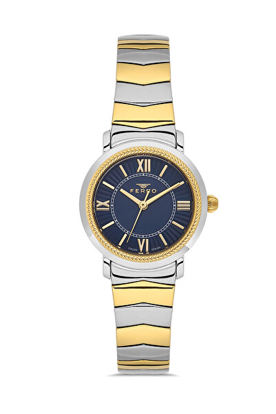 FERRO Yellow and Silver Steel Band Women's Wristwatch Fl43009A-D3 3Atm Water ...
