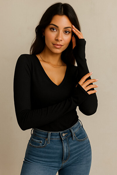 FV Finger-Through V-Neck Women's Bodysuit