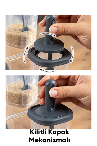 Porsima 4364 7-Piece Seasoning Container Set with Sliding Spoon, Leak-Proof Lid, Label, and Oil Dispenser - Storage Container