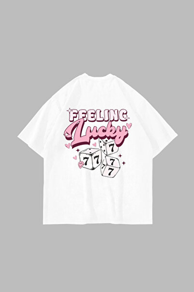 Sekizbiraltı 777 Lucky Printed Oversize Unisex White Tshirt
