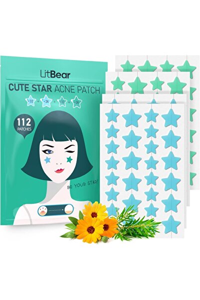 LitBear رقعة حب الشباب على شكل نجمة، ملصقات هيدروكولويدية، زيت شجرة الشاي وحم...