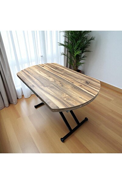 SEHPAM AKILLI Yan Baştan Açılır Yarı Oval Akıllı Yemek Masası Mdf Tabla Alt Mekanizma Metal