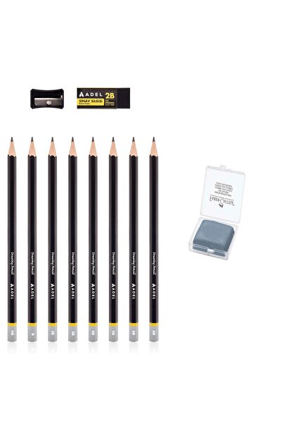 KarmaOfis قلم رسم (HB، B، 2B، 3B، 4B، 5B، 6B، 8B) ومحاية رمادية اللون