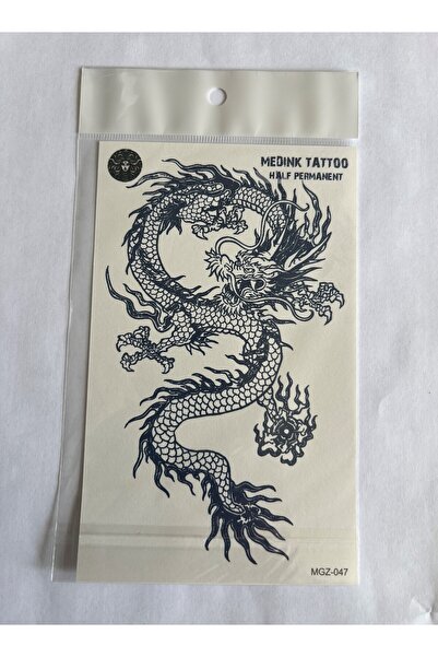 Airbrush Tattoo Ejderha 18x11 cm Yarı Kalıcı Hayalet Geçici Dövme Yapıştırma ...